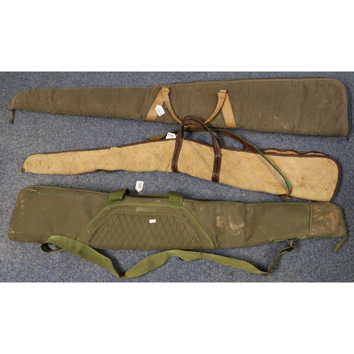 340A - Three shot-gun fabric sleeve type slip covers with shoulder straps. (3)  (B.P. 21% + VAT)