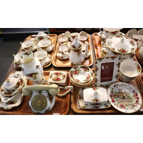 341 - Ten trays of Royal Albert bone china 'Old Country Roses' design tea, dinnerware and other items incl... 