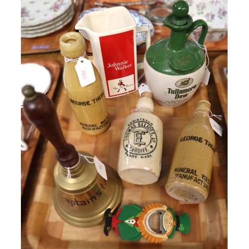 344 - Three vintage stoneware bottles, two marked 'George Thomas Mineral Water Manufacturer', the other 'T... 