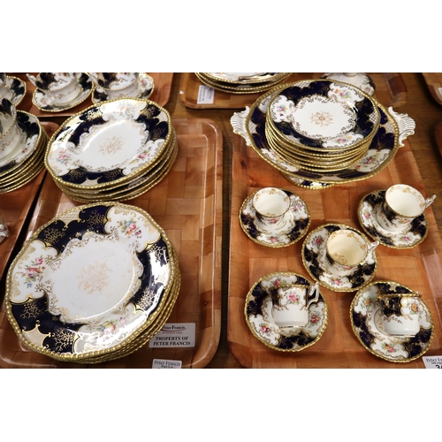 346 - Five trays of early 20th century Coalport tea and dinner ware items, overall on a white ground with ... 