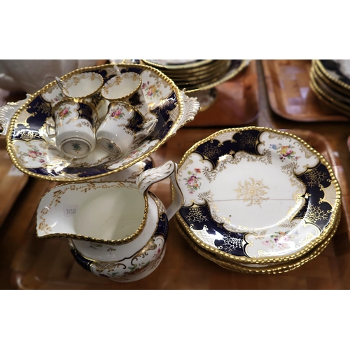 346 - Five trays of early 20th century Coalport tea and dinner ware items, overall on a white ground with ... 