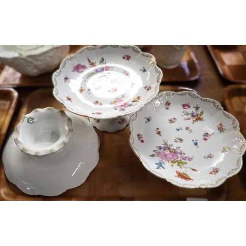 347 - Two trays of Austrian porcelain floral items to include: comports and plates, together with a tray o... 