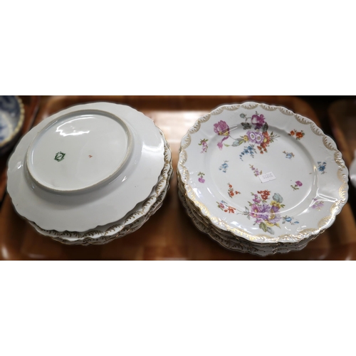 347 - Two trays of Austrian porcelain floral items to include: comports and plates, together with a tray o... 