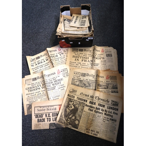 350 - Box of original WWII period Newspapers to mainly include: 'Daily Express', 'Chronicle' and 'The Mail... 