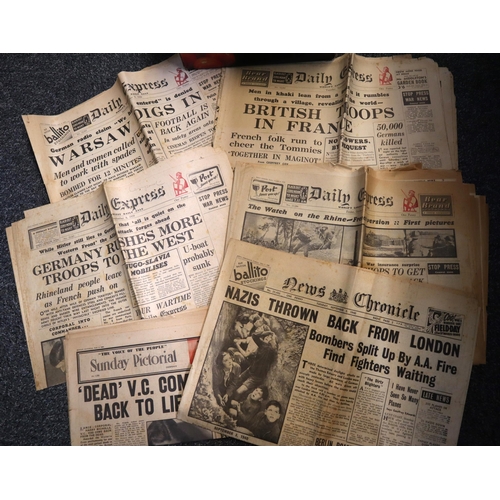 350 - Box of original WWII period Newspapers to mainly include: 'Daily Express', 'Chronicle' and 'The Mail... 