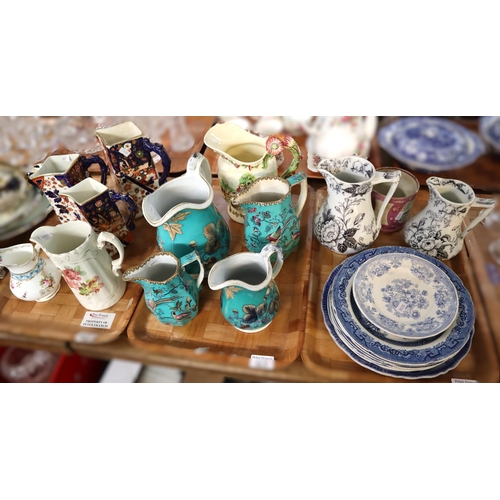 363 - Three trays of mainly 19th century pottery to include: various Davenport dresser jugs, Sunderland lu... 