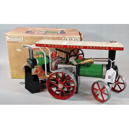 38 - Mamod Live Steam model steam tractor/traction engine with canopy in original box.  (B.P. 21% + VAT)