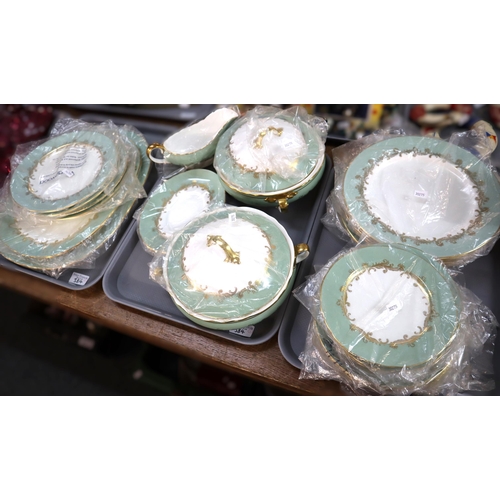 384 - Three trays of Aynsley bone china 'Sherwood' dinnerware comprising: plates. tureens and covers, sauc... 