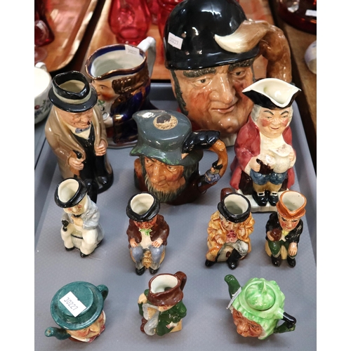 389 - Tray of Royal Doulton and other Character and Toby jugs: Sylvac, Winston Churchill etc. (B.P. 21% + ... 