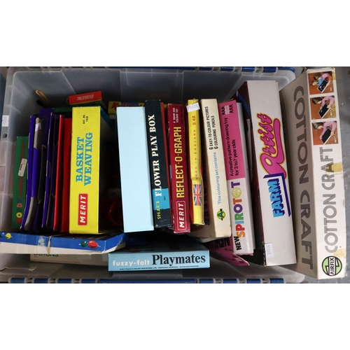 424 - Large collection of vintage games in original boxes to include: Merit basket weaving, Spear's flower... 