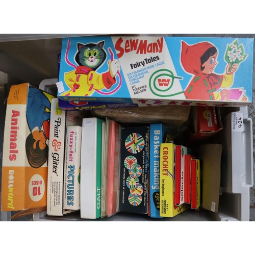 424 - Large collection of vintage games in original boxes to include: Merit basket weaving, Spear's flower... 