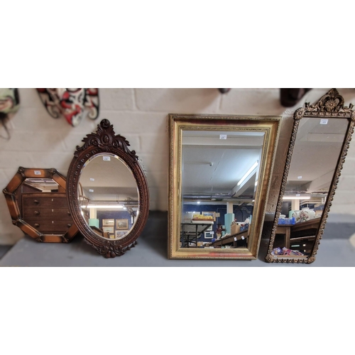 439 - Collection of modern gilt framed, carved hardwood and other mirrors. (4) (B.P. 21% + VAT)