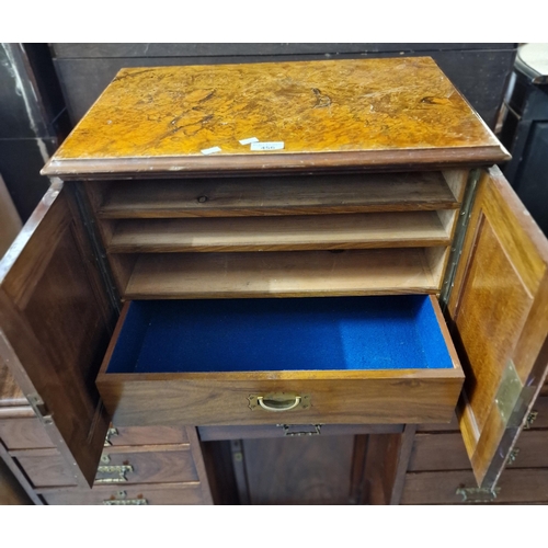 456 - Late 19th century burr walnut two door table top collector's cabinet. (B.P. 21% + VAT)