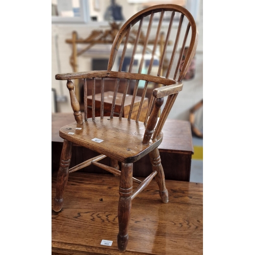 467 - 19th century elm and beech spindle back Windsor child's/dolls chair. 80cm high approx. to the back. ... 