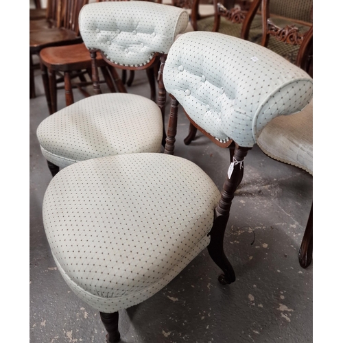 493 - Pair of late 19th century button back upholstered bedroom chairs. (2)  (B.P. 21% + VAT)