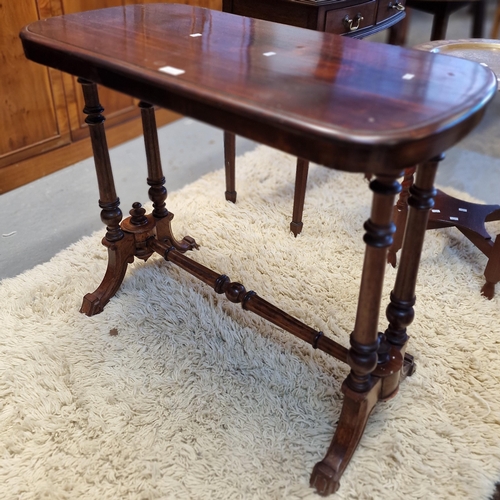 533 - Victorian mahogany stretcher table. 88cm long approx.  (B.P. 21% + VAT)