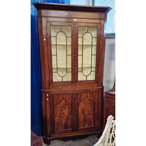 540 - 19th century mahogany two stage corner cabinet.  (B.P. 21% + VAT)