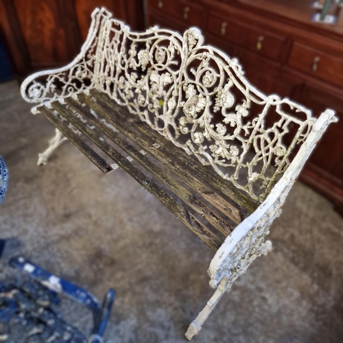 542 - Coalbrookdale style cast metal garden bench, with teak slats.  (B.P. 21% + VAT)