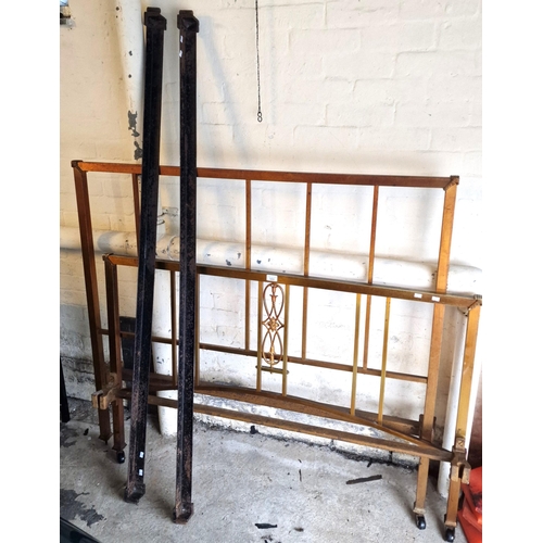 555 - Edwardian design brass double bed ends with rails.  (B.P. 21% + VAT)