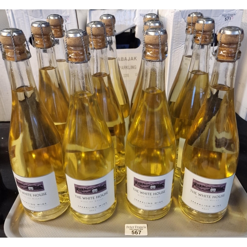 567 - Welsh Wine, The award winning Whitehouse Heritage Vineyard, sparkling white wine, 2018, twelve bottl... 