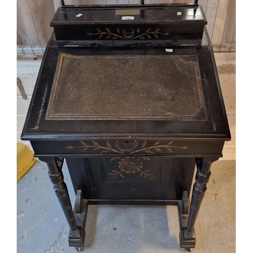 583 - Late Victorian ebonised Davenport desk with brass presentation plaque dated February 1882. (B.P. 21%... 