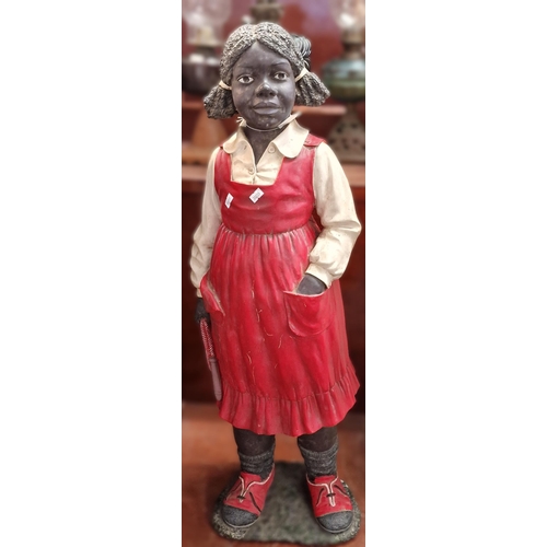 92 - Large Composition figure of a young blackamoor girl with skipping rope. 90cm high approx.  (B.P. 21%... 