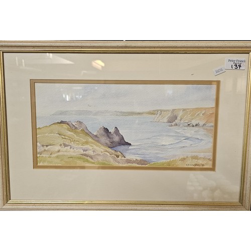 137 - S R Edwards (20th century), Gower coastal scene, James East (early 20th century), estuary scene, pro... 