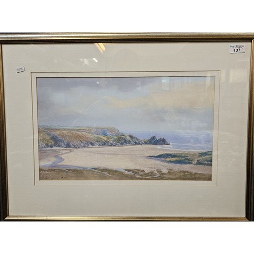 137 - S R Edwards (20th century), Gower coastal scene, James East (early 20th century), estuary scene, pro... 