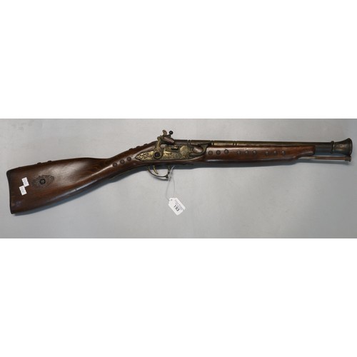 193 - Reproduction flintlock Blunderbuss with studded three quarter stock and ram-rod.  (B.P. 21% + VAT)