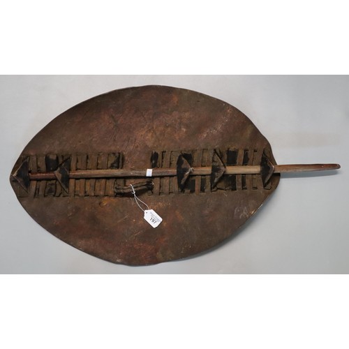 197 - African animal hide Zulu type shield.  (B.P. 21% + VAT)