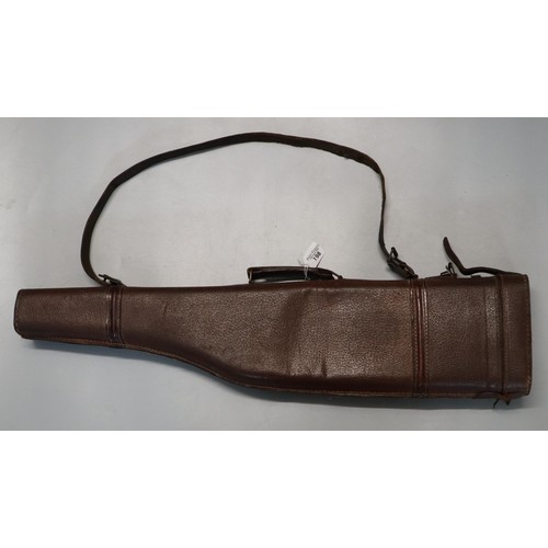 198 - Pig's skin leg o' mutton type shotgun gun case with leather trimmings. 72cm long approx.  (B.P. 21% ... 