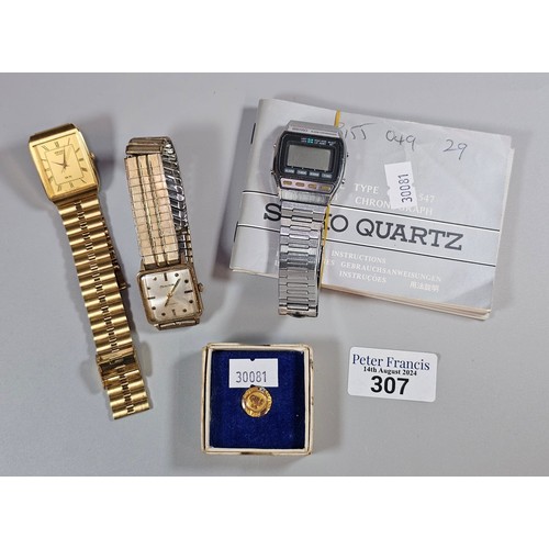 307 - Collection of assorted gentleman's wristwatches to include: Seiko Quartz SX gold plated gentleman's ... 