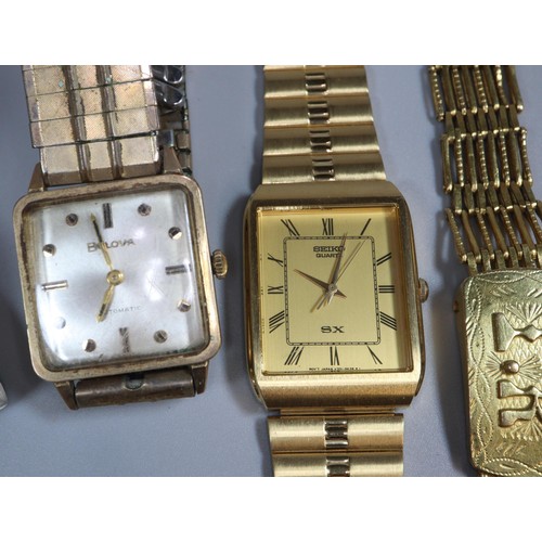 307 - Collection of assorted gentleman's wristwatches to include: Seiko Quartz SX gold plated gentleman's ... 