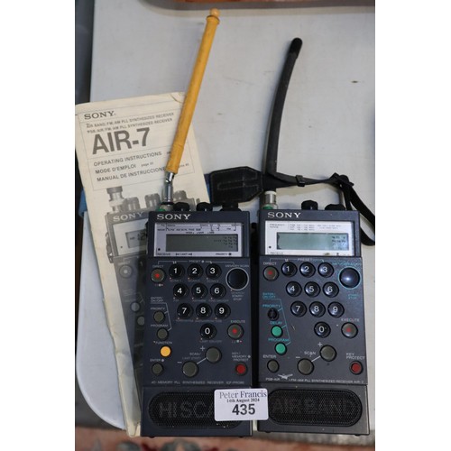 435 - Two Sony Air - 7 Airband Receivers with manual. (B.P. 21% + VAT)