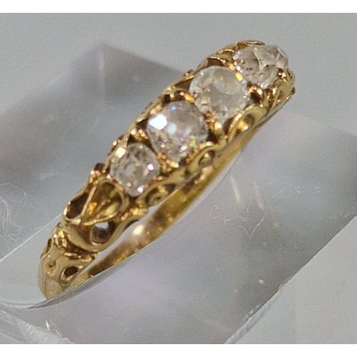 235 - 18ct gold five stone diamond ring. 1.9g approx. Size L1/2. (B.P. 21% + VAT)