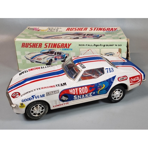 134 - Battery operated Rusher Stingray Corvette race car in original box. (B.P. 21% + VAT)