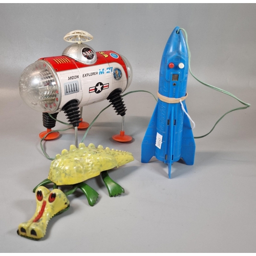 135 - Yonezawa Moon Explorer M-27 battery operated Space Vehicle together with a Tri-ang Minic clockwork J... 