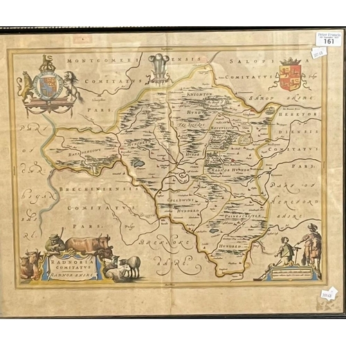 161 - An original coloured map of Radnorshire in Hogarth frame. 39x49cm approx.  (B.P. 21% + VAT)