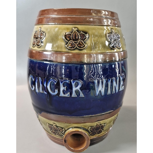 18 - Late 19th early 20th century Royal Doulton Stoneware tube lined barrel marked 'Ginger Wine'. (B.P. 2... 