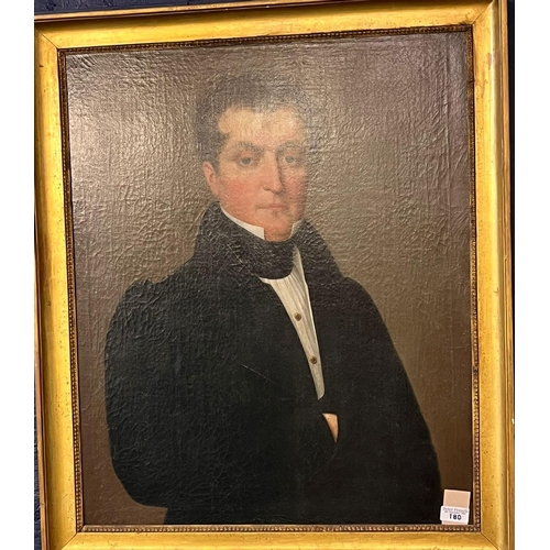 180 - British School (19th century), portrait of a young English gentleman. Oils on canvas. 71x58cm approx... 