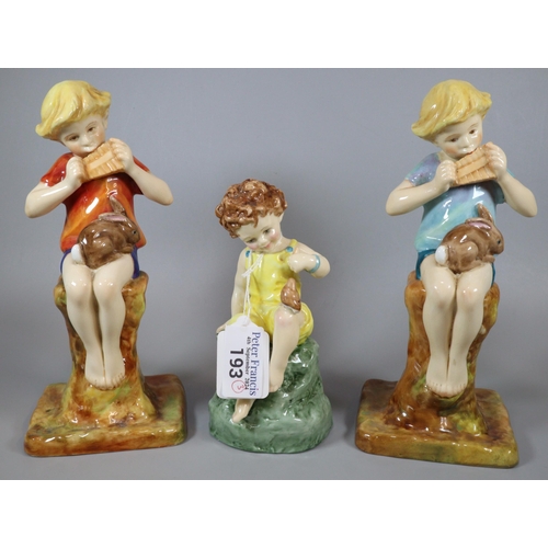 193 - Two Royal Worcester porcelain figurines, 'Peter Pan' modelled by F Gertner shape No. 3011 together w... 