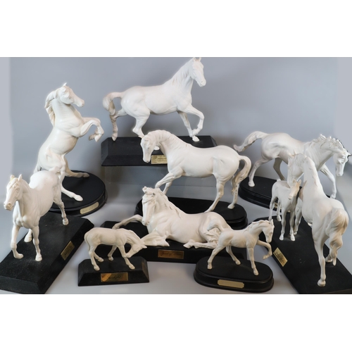 199 - Large collection of Royal Doulton and Beswick parianware finish horses, horse groups and foals to in... 