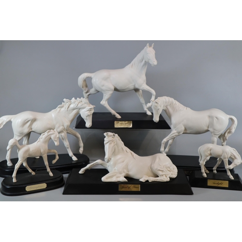 199 - Large collection of Royal Doulton and Beswick parianware finish horses, horse groups and foals to in... 