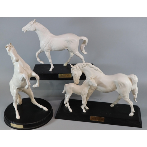 199 - Large collection of Royal Doulton and Beswick parianware finish horses, horse groups and foals to in... 