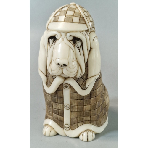 19A - John Biccard, 'Sherlock Hound', a moulded ivorine study. 11cm high approx. (B.P. 21% + VAT)