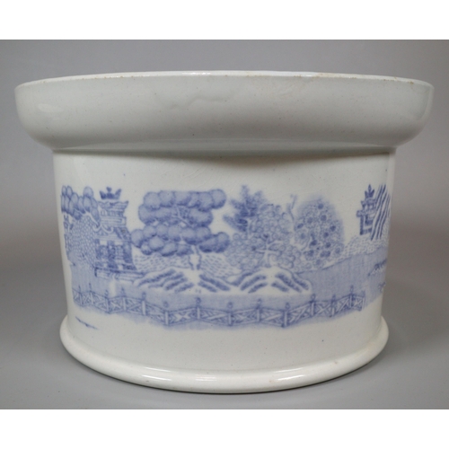 201 - Victorian blue and white transfer printed lidded and pierced potting pot.   (B.P. 21% + VAT)