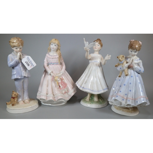 206 - Four Royal Worcester bone china figurines to include: 'I Wish', 'I Pray', 'I Dream' and 'I Hope'. (4... 