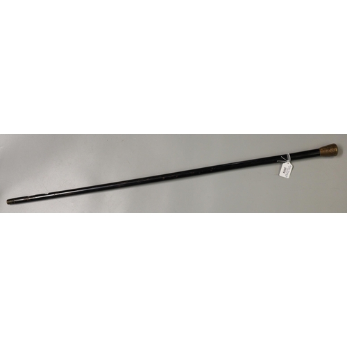 209 - Ebonised walking cane with repoussé brass knop, commemorating Horatio Viscount Nelson.  (B.P. 21% + ... 