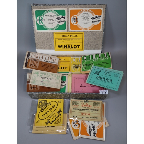 212 - Box file comprising a collection of 1940s - 1960s Canine Welsh society show prize cards including: C... 