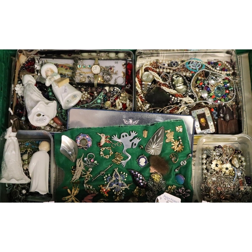 221 - Collection of vintage and other jewellery to include: necklaces, brooches, rings, watches, pendants ... 